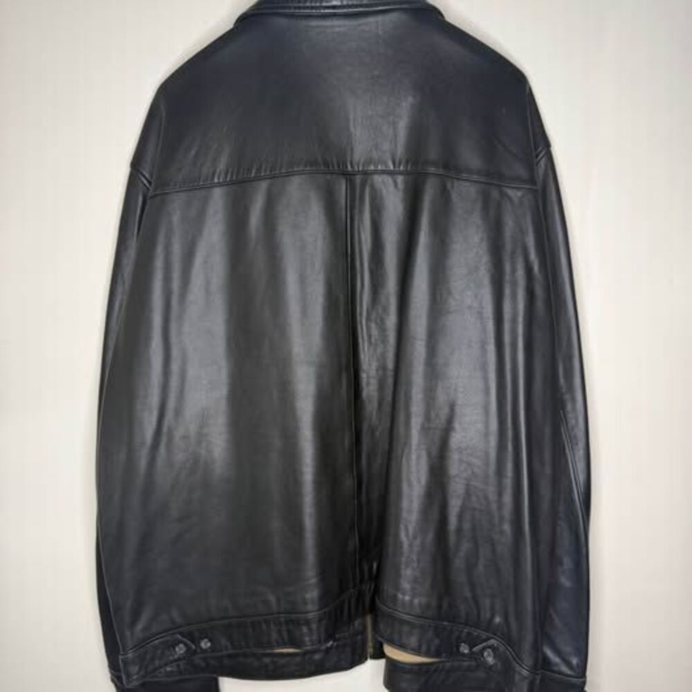 Vintage Polo Ralph Lauren Black Leather Jacket XXL - Picture 3 of 9